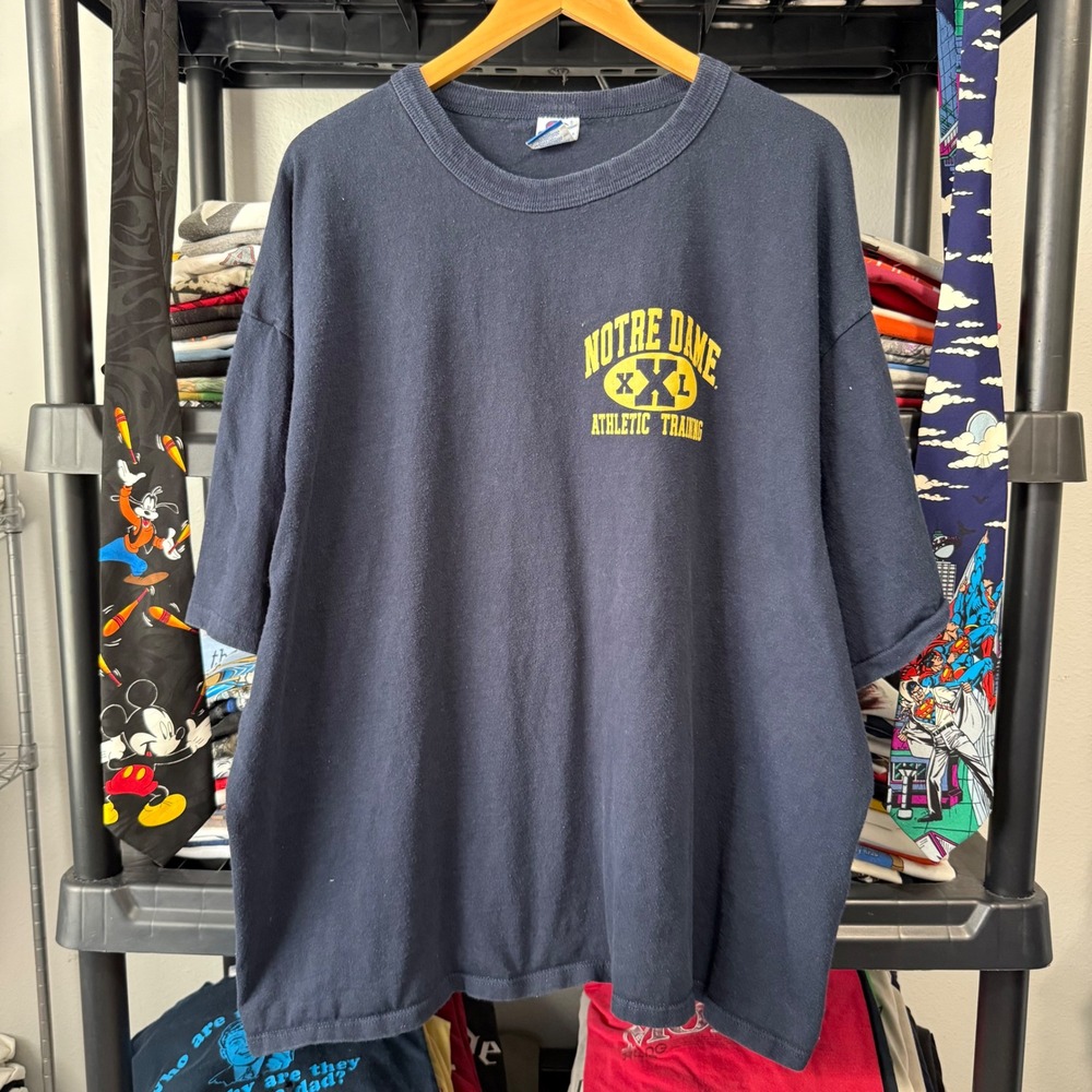 90s Navy Champion Notre Dame Athletic Training T-Shirt 3XL Distressing